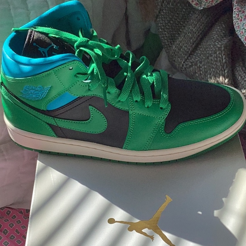 Jordan Green and Black Mid-Top Sneakers